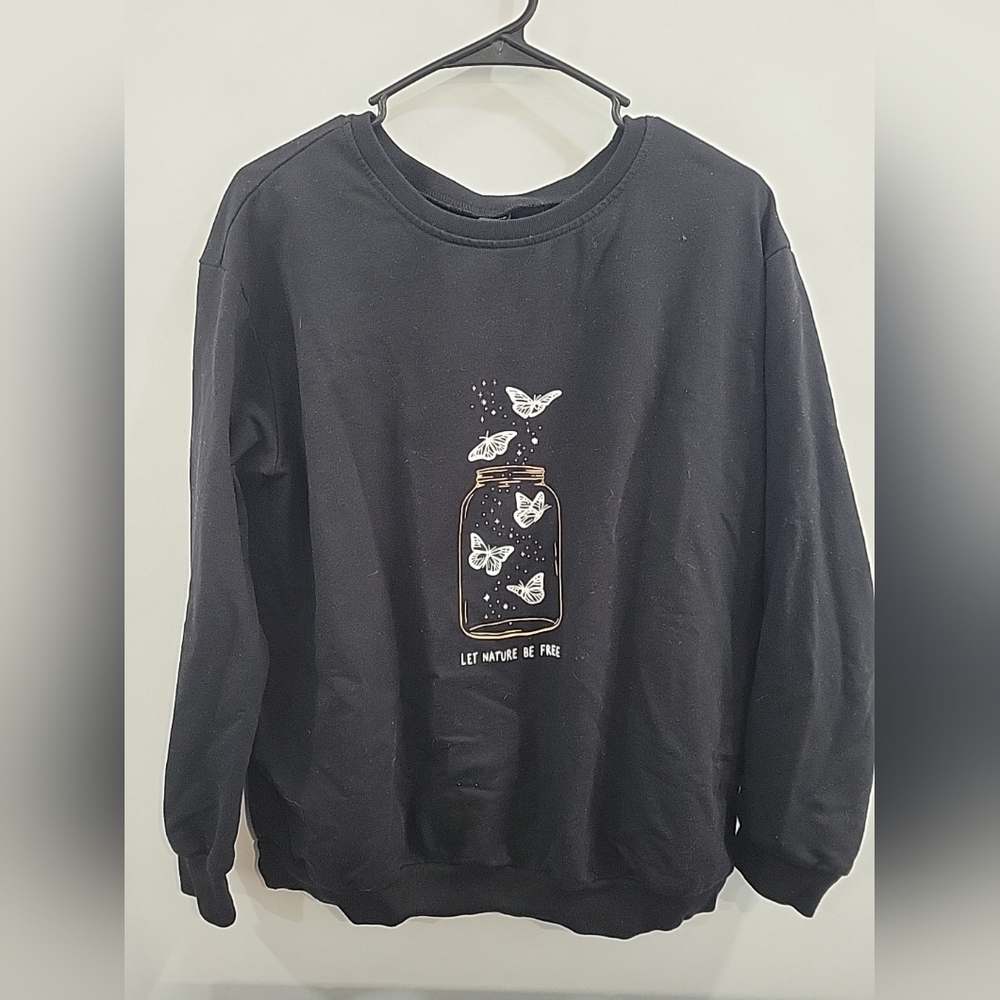 Black Sweatshirt with Butterflies